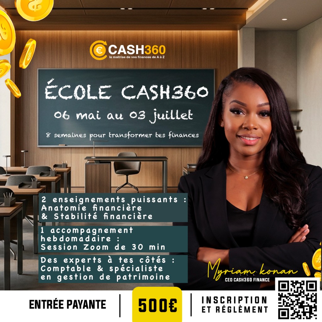 École Cash360 — flyer : 8 semaines pour transformer tes finances